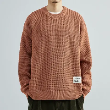 冬季毛衣男士加厚针织衫韩版潮流宽松纯色休闲内搭情侣外套打底衫商品大图