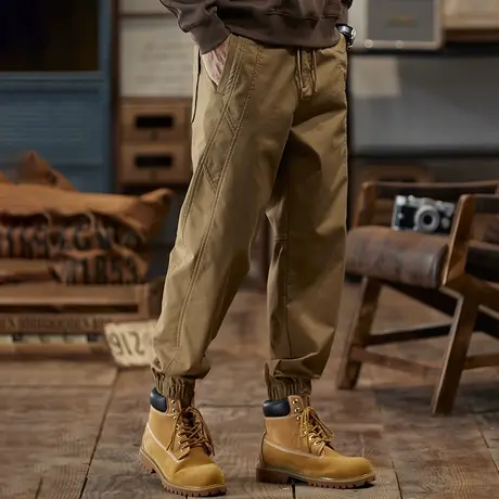 百搭工装裤秋冬时尚潮流裤子男款舒适纯棉工装裤直筒舒适休闲裤商品大图