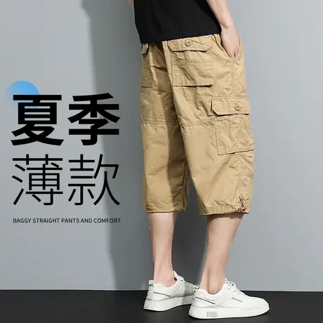 男士短裤夏外穿宽松七分裤薄款加肥加大夏季多口袋工装裤中年男裤商品大图