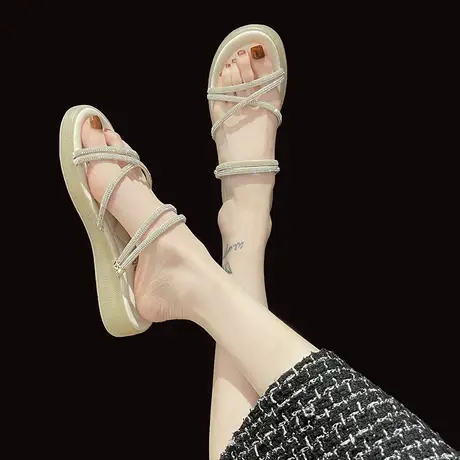 仙女风两穿凉鞋女2023年夏季新款网红孕妇外穿防滑平底凉拖鞋子女图片