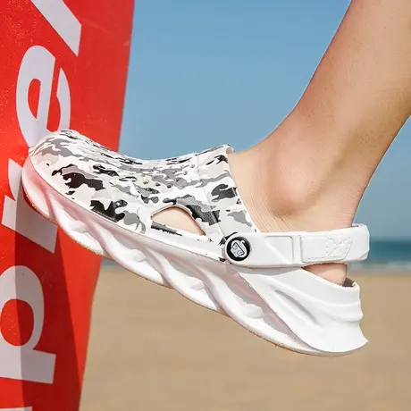 夏季雨鞋男款时尚钓鱼鞋户外溯溪涉水鞋男士沙滩洞洞鞋洗车防水鞋商品大图