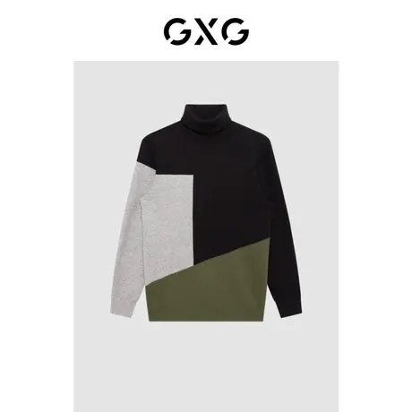 GXG男装 冬季撞色时尚潮流休闲青年经典款高领毛衫GC110006K图片