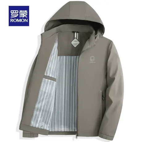 【可拆卸帽】罗蒙男士夹克2024春秋季款休闲防风爸爸春装上衣外套图片