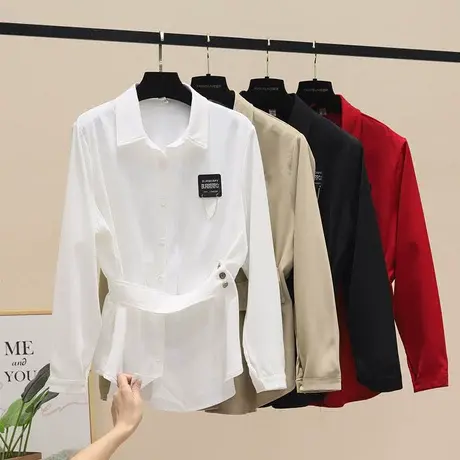 大码女装春季时尚显瘦别致炸街上衣胖妹妹洋气减龄遮肚子收腰衬衫商品大图