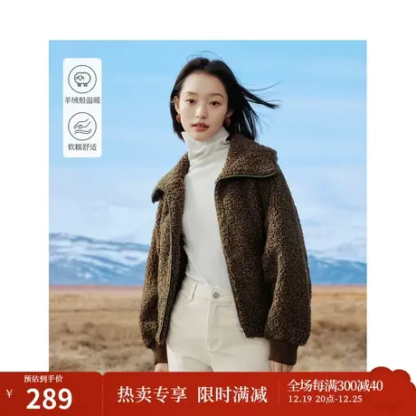 仿羊羔绒柔暖防风外套2023冬女装新款插肩袖翻领宽松休闲上衣图片