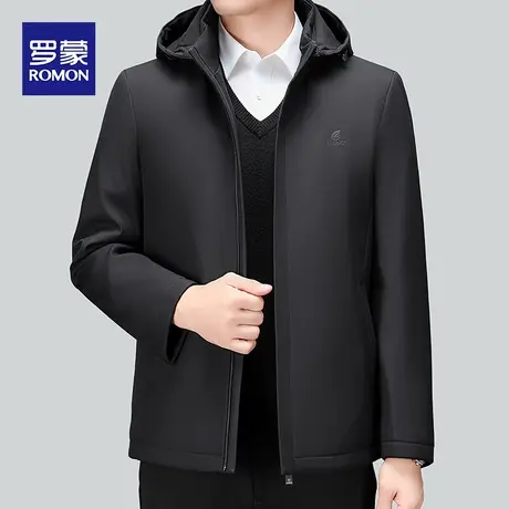 【可脱卸帽】罗蒙男士商务棉衣2023秋冬新款中年休闲保暖棉服外套图片