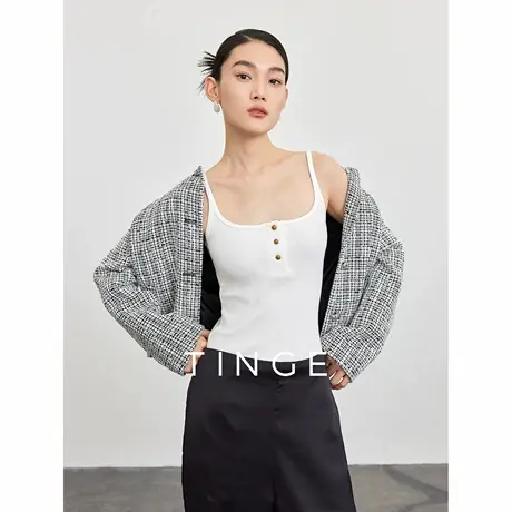 TINGE贴己精致白色不透吊带背心女夏季外穿2025新款打底无袖上衣商品大图