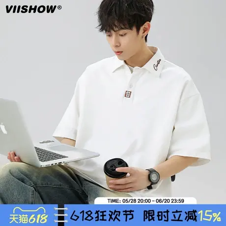 VIISHOW美式夏季Polo衫短袖t恤男2025夏季新款宽松潮牌半袖体恤衫商品大图