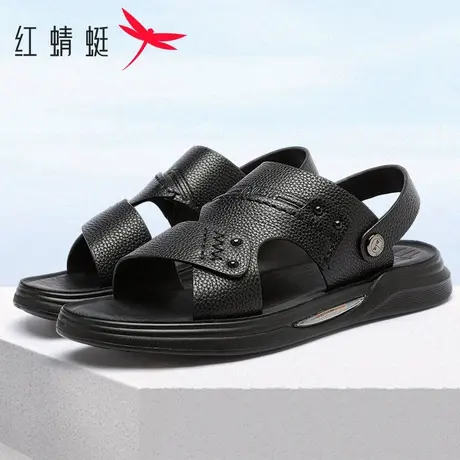 红蜻蜓男凉鞋夏季真皮防滑软底男士凉拖鞋外穿休闲中年爸爸沙滩鞋商品大图