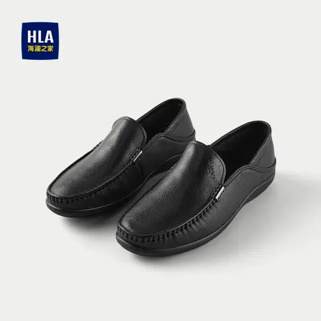 HLA/海澜之家一脚蹬休闲鞋25新商务简约舒适橡胶底牛皮革皮鞋子男商品大图