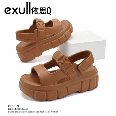 exull/依思Q厚底凉鞋女款夏季外穿休闲时尚百搭增高海边沙滩鞋潮图片