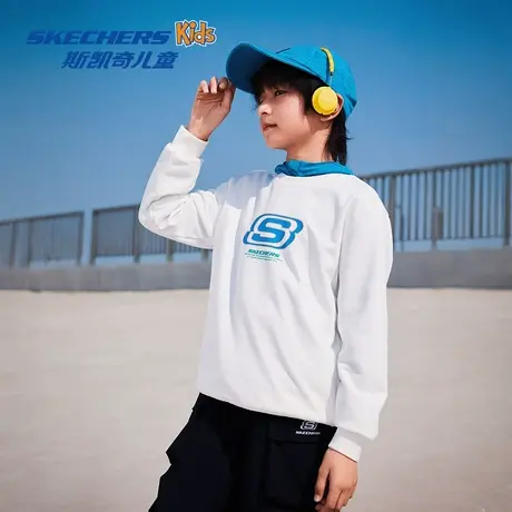 Skechers斯凯奇童装男女童春秋季休闲上衣卫衣运动舒适儿童套头衫图片