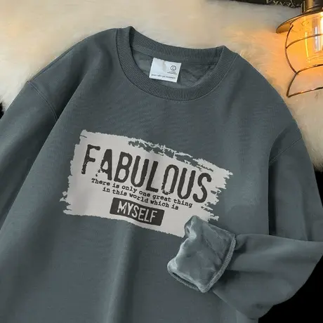 320g重磅卫衣男秋冬款长袖t恤潮流印花圆领套头无帽上衣加绒加厚商品大图