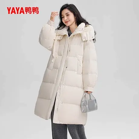 鸭鸭羽绒服2024年冬季长款连帽时尚休闲简约百搭保暖外套X商品大图