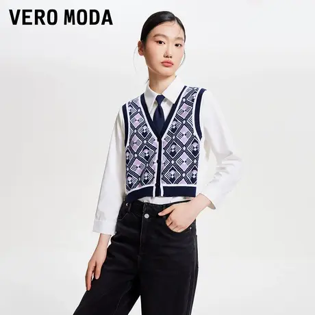 Vero Moda奥莱衬衫女夏秋新款假两件拼接学院风可拆领带上衣流行图片
