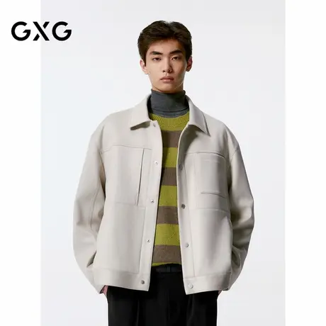 GXG男装 工装翻领仿麂皮夹克外套男24年秋品G24X213022商品大图