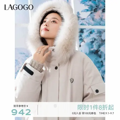 【防钻绒】LAGOGO工装羽绒服女拉谷谷2024年冬季新款巴恩风外套图片