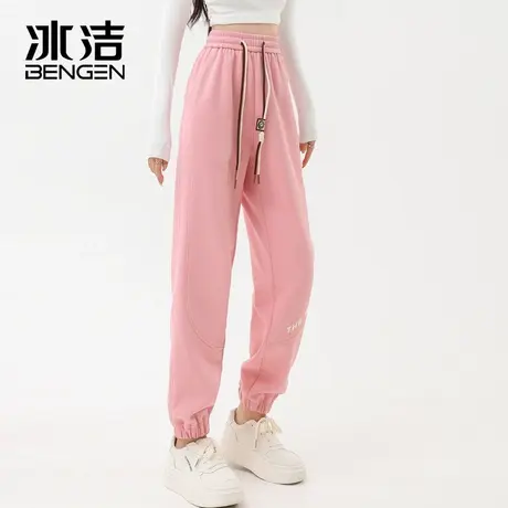 冰洁休闲裤女士2023秋冬季新款情侣装简约潮流字母束脚裤长裤MYY商品大图