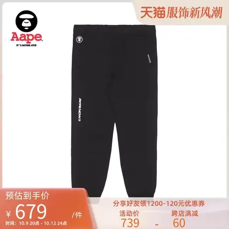 Aape旗舰店男装秋冬徽章字母印花纯色束脚休闲长裤6900XXJ商品大图