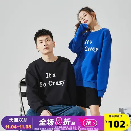 唐狮2022春季新款情侣卫衣男女圆领宽松情侣装字母外套潮酷ins图片
