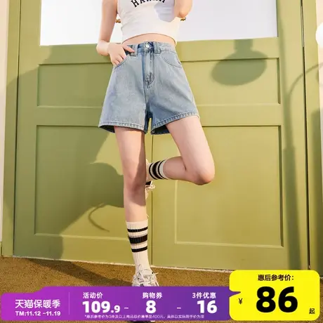 唐狮23夏季牛仔短裤女高腰显瘦显高百搭A字辣妹时尚潮酷裤子女图片