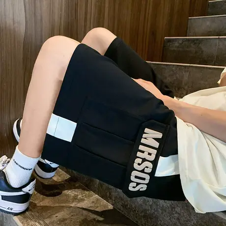 工装短裤男夏季薄款美式高街复古男生宽松直筒运动健身潮流五分裤商品大图