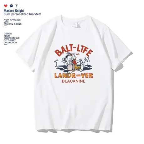 夏季原创潮牌美式街头bf风复古兔子印花t恤学生宽松休闲纯棉短袖商品大图