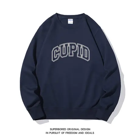 美式复古简约字母印花卫衣男2023新款潮流秋冬宽松休闲长袖圆领商品大图