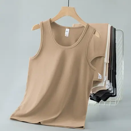 300g重磅德绒背心男双面绒运动坎肩健身篮球打底马甲纯色无袖t恤图片