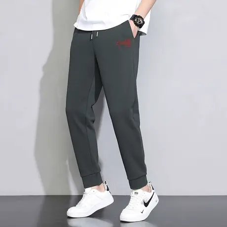 休闲长裤子男春夏季灰色运动裤中国潮流百搭九分抽绳小脚束脚卫裤商品大图