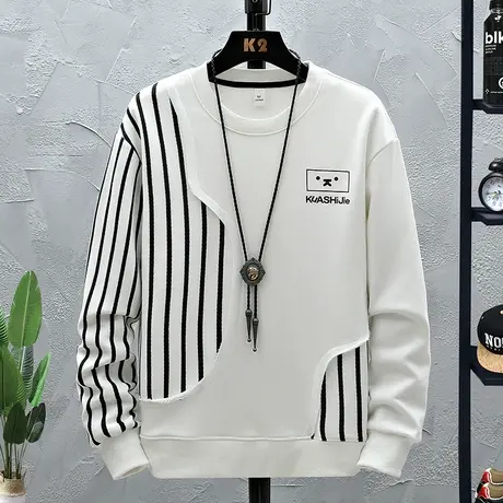 青少年秋冬季加绒卫衣男士打底衫初中高中学生长袖t恤秋装上衣服商品大图