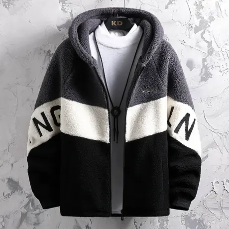 初中学生摇粒绒男外套青少年冬季潮流韩版保暖棉衣大童羊羔绒夹克商品大图