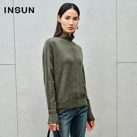 INSUN恩裳专选冬季休闲羊绒羊毛高领针织衫商品大图