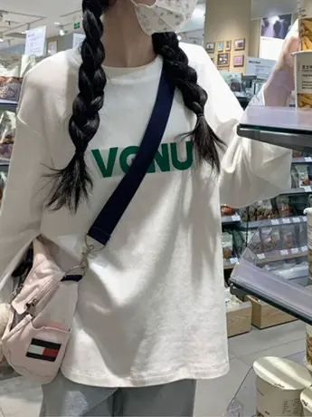 白色内搭打底衫女春秋装冬季加绒中长款遮臀叠穿卫衣长袖t恤上衣商品大图