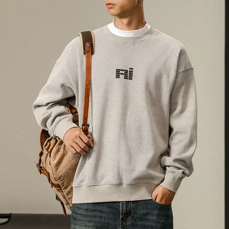 百搭时尚大码卫衣男士长袖春秋款印花圆领潮牌字母男装休闲卫衣图片