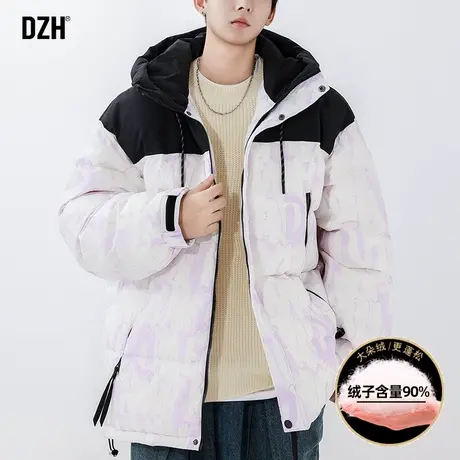 青少年面包连帽羽绒服男潮冬季加厚2023年新款夜光满印外套防寒服图片