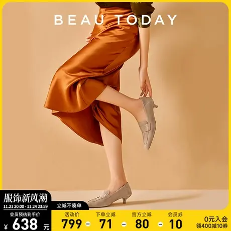 BeauToday鞋子女2024新款高跟乐福鞋BT女鞋秋季气质小皮鞋单鞋女商品大图