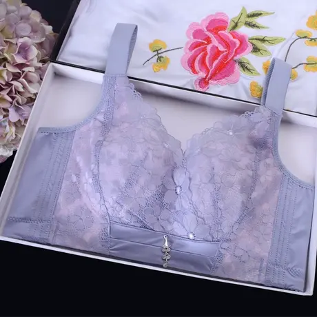 无钢圈无海绵显胸小内衣大码文胸薄款胖mm调整型聚拢收副乳薄模杯图片
