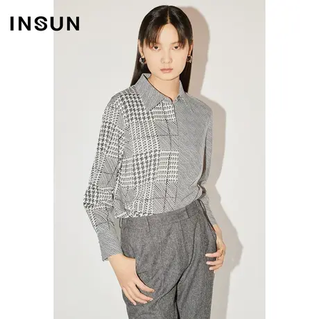 COVER秋季复古几何拼接感百搭衬衫商品大图