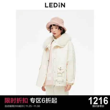 乐町毛领外套女2022秋冬新款皮草派克服潮C2ADC4402图片