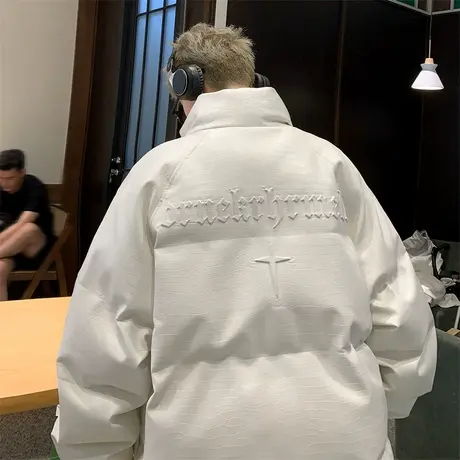 棉服男冬季保暖立领拉链开衫棉袄子oversize新款潮流高街休闲外套商品大图