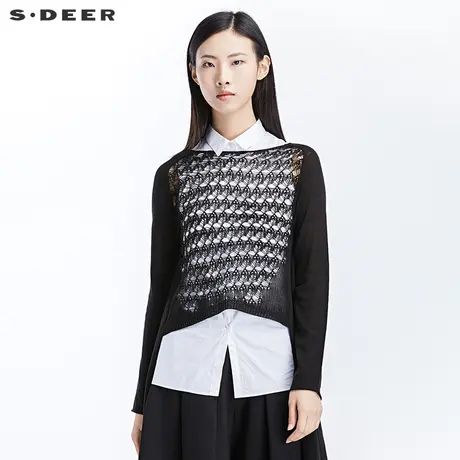 sdeer圣迪奥女装休闲花样钩织前后摆两件套S17183595🕉图片