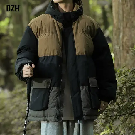 男生工装连帽棉服男韩版潮流冬季加厚面包服2024新款保暖棉衣外套图片