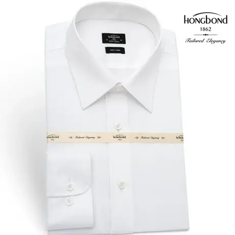 红邦创衣 2023白色法式衬衫男高端长袖商务袖扣叠袖男士修身衬衣商品大图