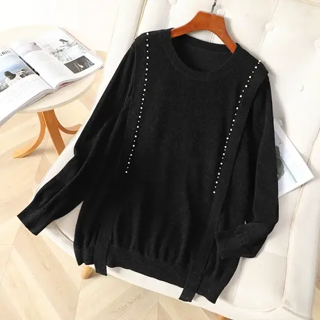 2024春季新款大码装毛衣女宽松显瘦遮肚子胖mm简约百搭针织打底衫图片