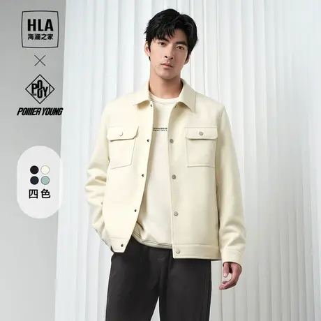 【衬衫领】HLA/海澜之家POWER YOUNG夹克24春夏新翻领工装外套男图片