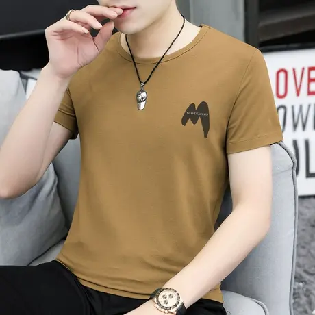 莫代尔短袖t恤男潮牌夏季冰丝凉感上衣服透气速干半袖圆领体恤衫图片