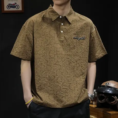 美式polo衫男短袖t恤男士夏季宽松大码潮牌2024新款男款翻领体恤图片