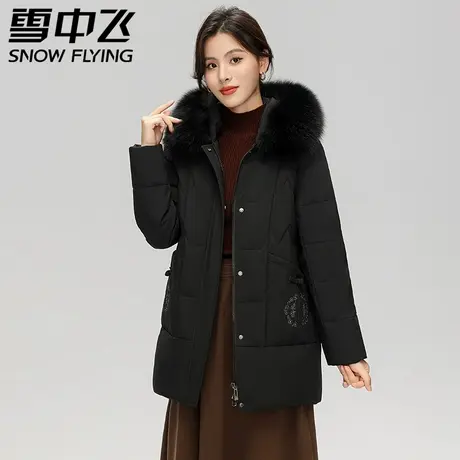 狐狸毛领绣花羽绒服女冬季保暖2023年秋冬新款时尚舒适妈妈外套商品大图