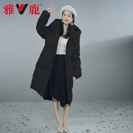 2024雅鹿 女款 中长 中淑羽绒服新款韩版收腰显瘦冬装YJ601X1675T商品大图
